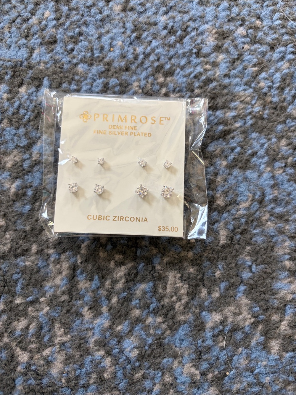 Silver-Plated Cubic Zirconia Stud Earring Set -